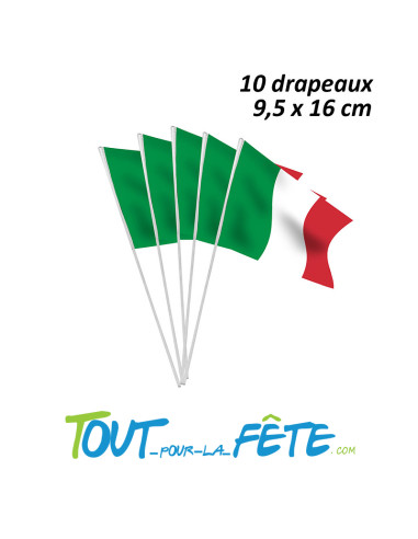 Lot de 10 drapeaux nation Italie 9.5 x 16 cm