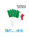 Lot de 10 drapeaux nation Italie 9.5 x 16 cm