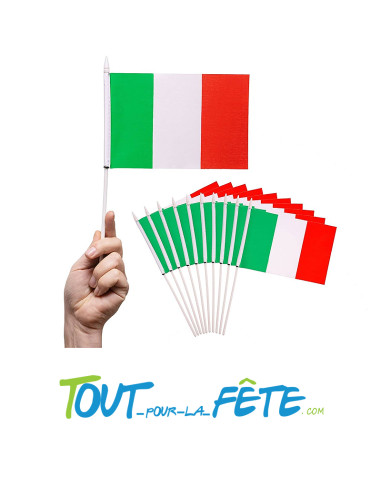 Lot de 10 drapeaux nation Italie 9.5 x 16 cm