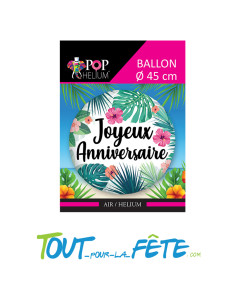 Ballon aluminium 45cm " joyeux anniversaire " tropical 2