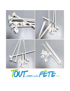 10 tiges à ballons 40 cm 100% papier 2