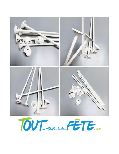 10 tiges à ballons 40 cm 100% papier