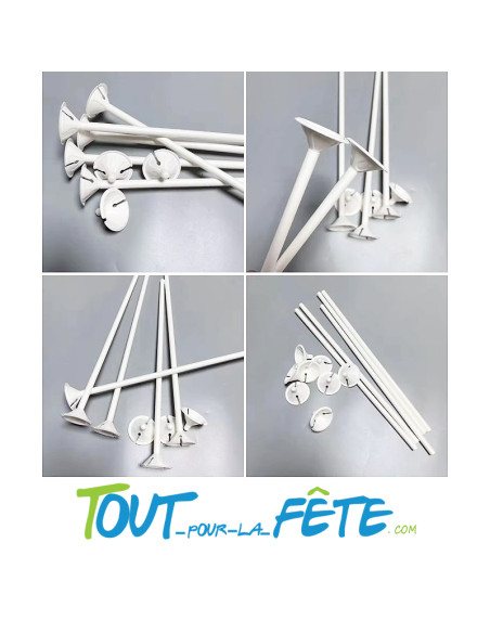 10 tiges à ballons 40 cm 100% papier