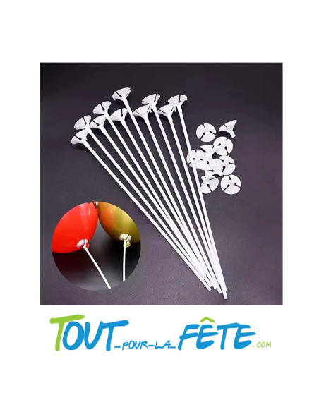 10 tiges à ballons 40 cm 100% papier