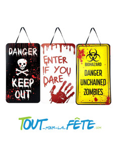 Plaque avertissement 40.5x23 cm 3 modèle assortis
