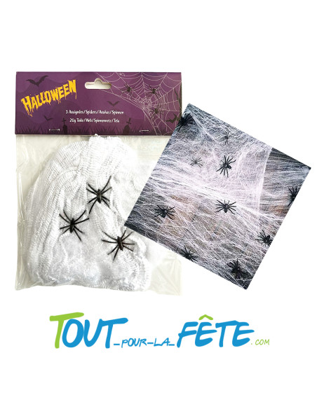 Toile d'araignée 20g + 3 araignées