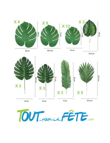 Lot de 44 feuilles artificielles