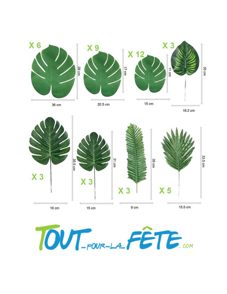 Lot de 44 feuilles artificielles