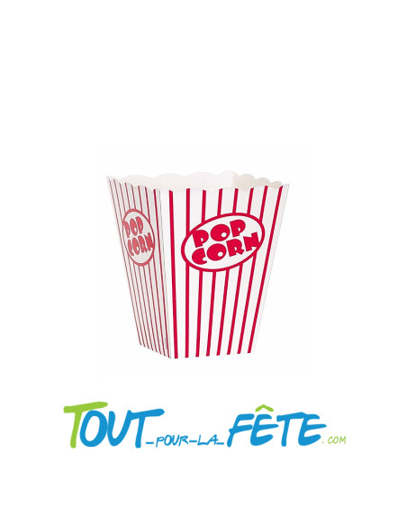 Lot de 8 boites popcorn rouge et blanche 13 x 9.5 x 5.5 cm