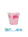 Lot de 8 boites popcorn rouge et blanche 13 x 9.5 x 5.5 cm