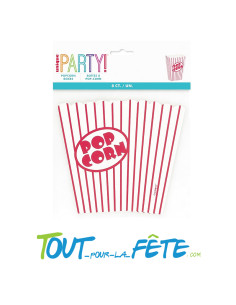 Lot de 8 boites popcorn rouge et blanche 13 x 9.5 x 5.5 cm 2
