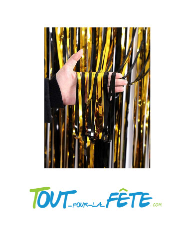 Rideau frange or et noir 200 x 100 cm