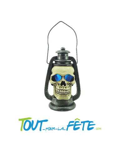 Lanterne led tête de mort en résine 14.5 x 9 cm 20 cm avec accroche