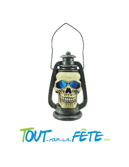 Lanterne led tête de mort en résine 14.5 x 9 cm 20 cm avec accroche