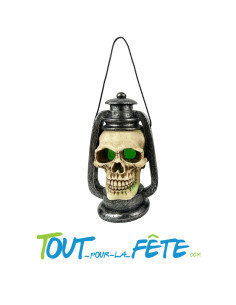 Lanterne led tête de mort en résine 14.5 x 9 cm 20 cm avec accroche