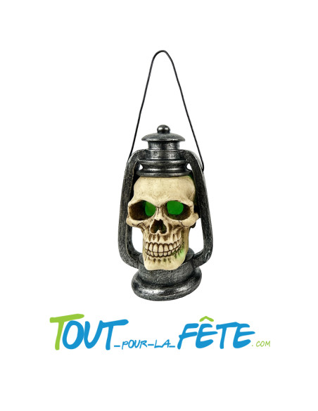 Lanterne led tête de mort en résine 14.5 x 9 cm 20 cm avec accroche