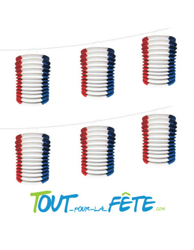 Guirlande de lampions France bleu, blanc, rouge