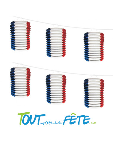 Guirlande de lampions France bleu, blanc, rouge