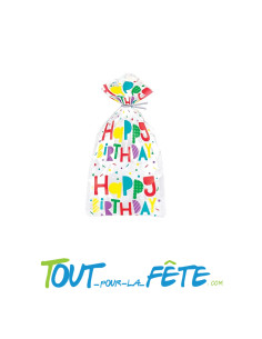 Lot de 20 sachets bonbons multicolore " happy birthday "