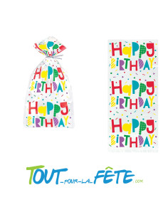 Lot de 20 sachets bonbons multicolore " happy birthday " 2