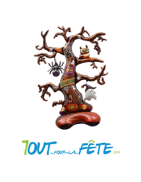 Ballon aluminium arbre halloween à poser 95 x 75cm