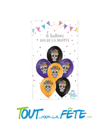 Lot de 6 ballons dia de la muerte