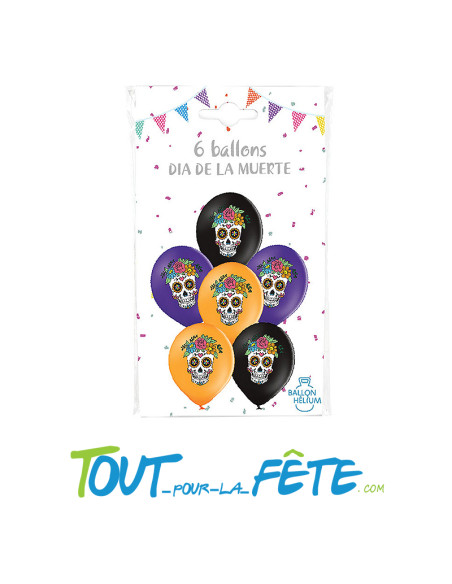 Lot de 6 ballons dia de la muerte