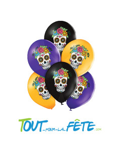 Lot de 6 ballons dia de la muerte