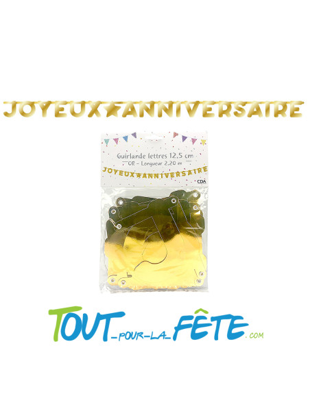 Guirlande lettre Joyeux anniversaire 2.20m différent coloris