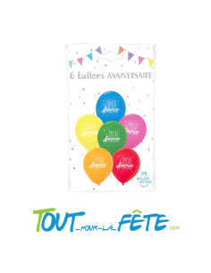 Lot de 6 ballons joyeux anniversaire multicolore 2