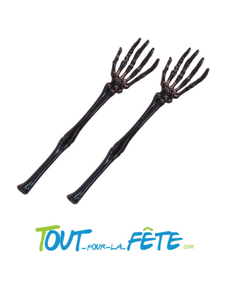 Set 2 bras squelette noir 32 cm