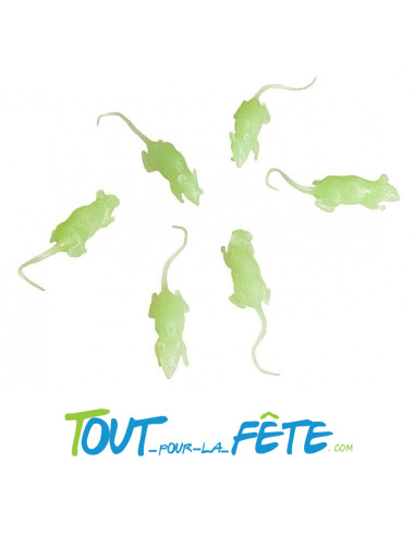 6 souris phosphorescentes 8,5x2x2 cm