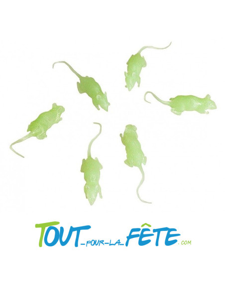6 souris phosphorescentes 8,5x2x2 cm