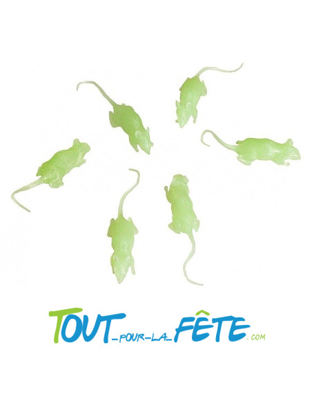 6 souris phosphorescentes 8,5x2x2 cm