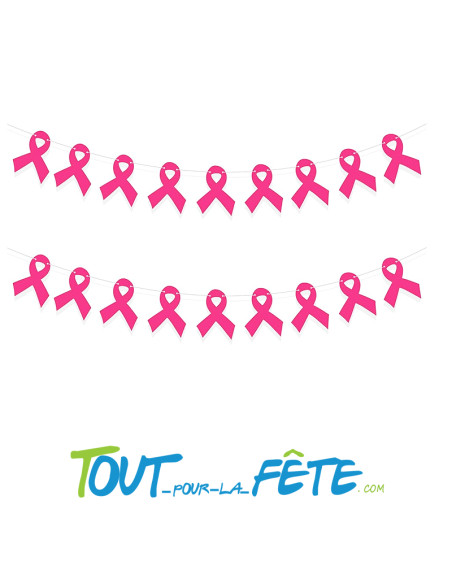 Guirlande fanions 10 mètres OCTOBRE ROSE  150 microns extérieur