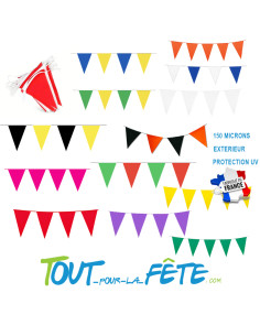 Guirlande fanions 10 mètres ignifugé en plastique résistant