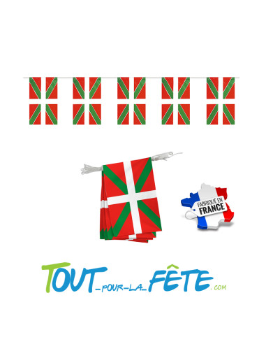 Guirlande fanion 10 mètres pays basque ignifugé 150 microns extérieur