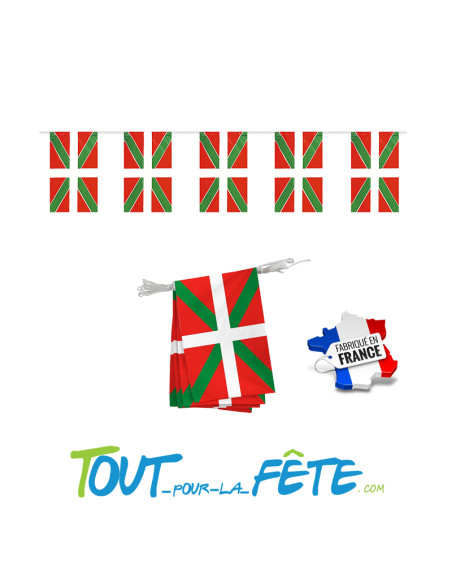 Guirlande fanion 10 mètres pays basque ignifugé 150 microns extérieur