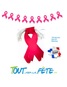 Guirlande fanions 10 mètres OCTOBRE ROSE  150 microns extérieur
