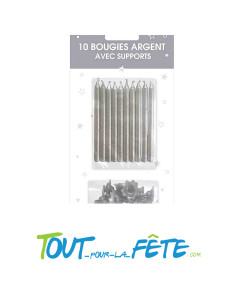 Lot de 10 bougies avec supports plusieurs coloris 2