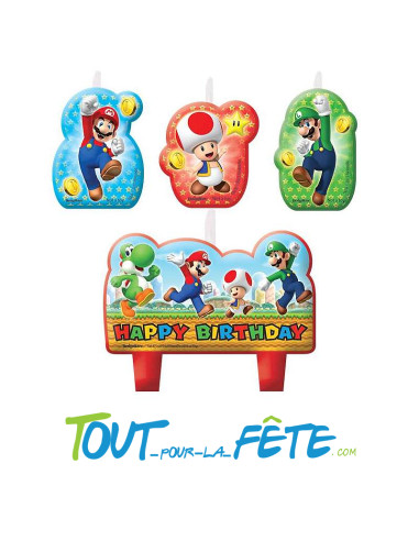 Lot de 4 bougies Super Mario