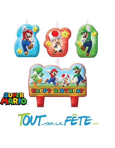 Lot de 4 bougies Super Mario