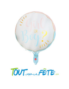 Ballons aluminium rond reveal gender boy or girl 45 cm