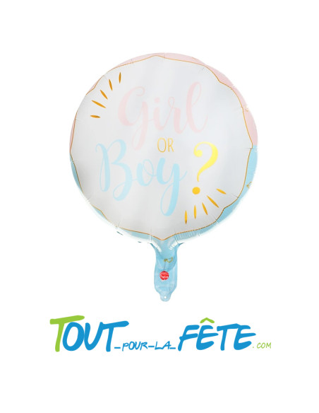 Ballons aluminium rond reveal gender boy or girl 45 cm