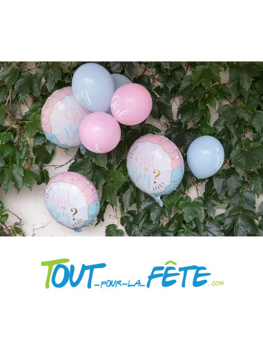 Ballons aluminium rond reveal gender boy or girl 45 cm