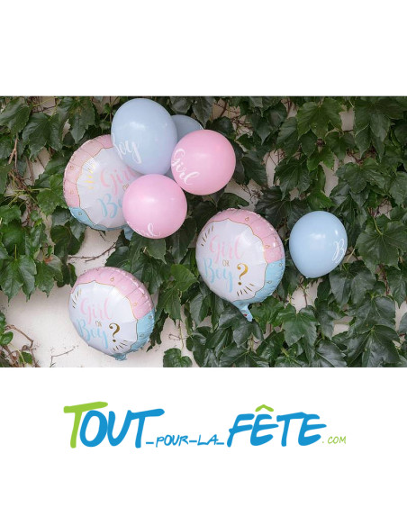 Ballons aluminium rond reveal gender boy or girl 45 cm