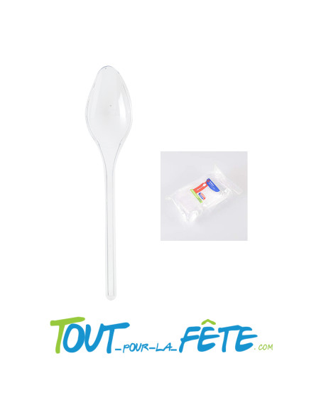 lot de 20 cuillères transparentes en plastique