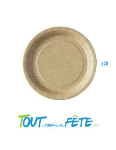 Lot de 20 assiettes en carton kraft 22cm 2