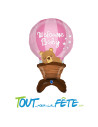 Ballon aluminium montgolfière "Welcome baby" rose