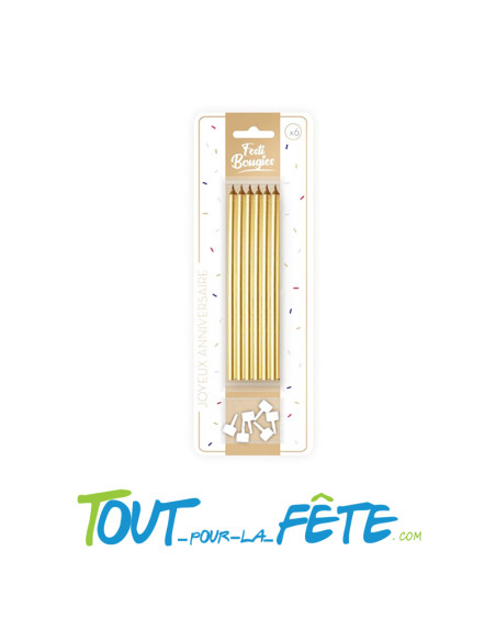 Lot de 6 bougies avec supports 15 cm